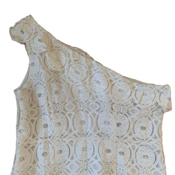 White Merona Lace One Shoulder Dress Size 12 - Picture 2 of 9